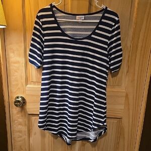 LuLaRoe Navy and Cream Striped Top
